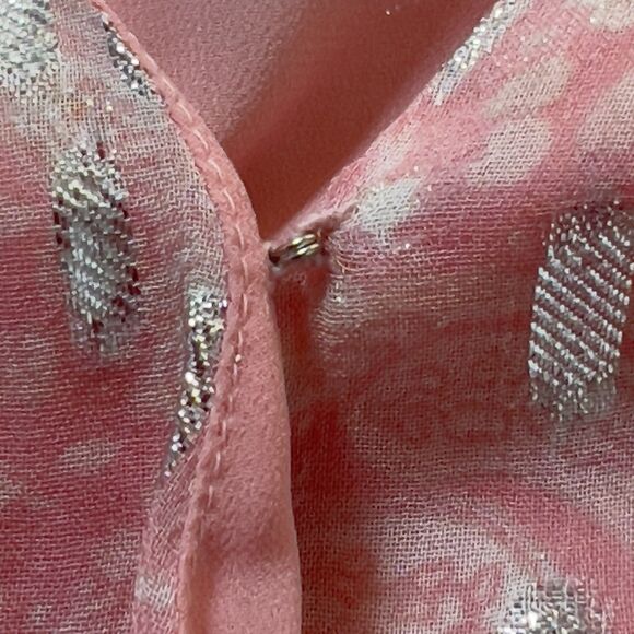 Ramy Brook Ora Metallic Print Maxi Dress Sz SP Pink Long Sleeve Crossover V-Neck - Picture 6 of 16